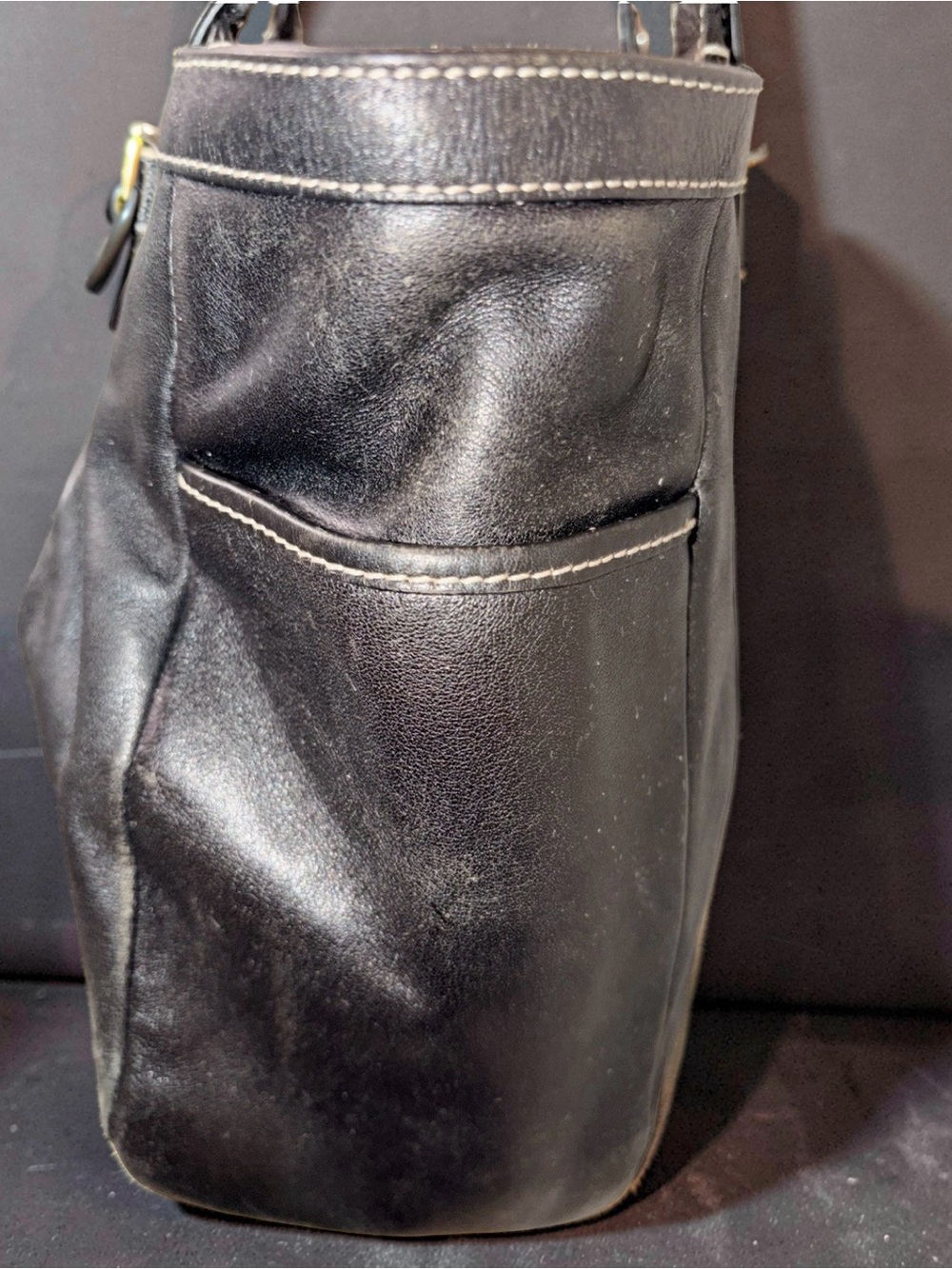 Classic Coach Black Leather Hobo Crossbody Tote - Picture 9 of 16
